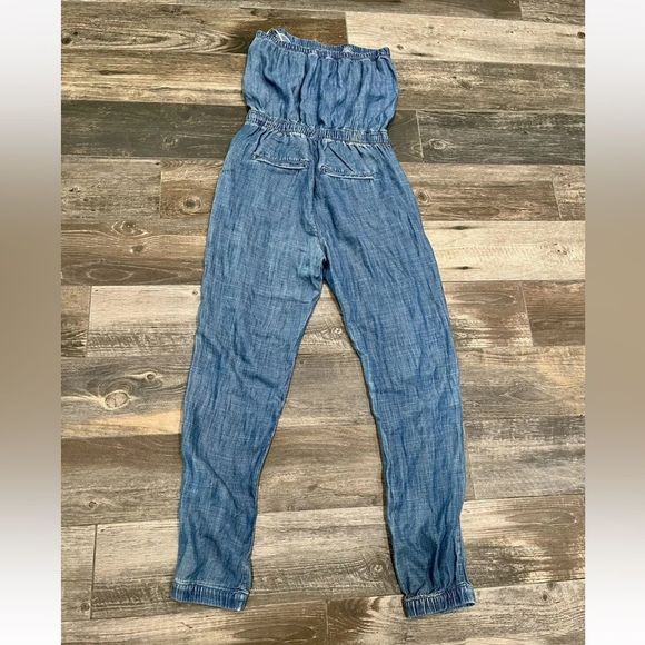 BANANA REPUBLIC DENIM CHAMBRAY STRAPLESS JOGGER ROMPER SIZE 2PETITE - Picture 15 of 16